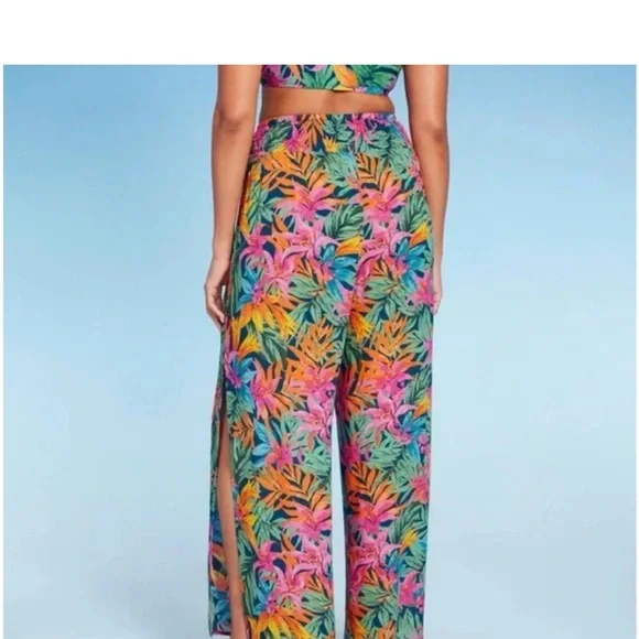 Shade & Shore Multicolor Tropical Wide-Leg Pants - Picture 3 of 7